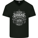Premium Legend 47th Birthday 1976 Mens V-Neck Cotton T-Shirt Black