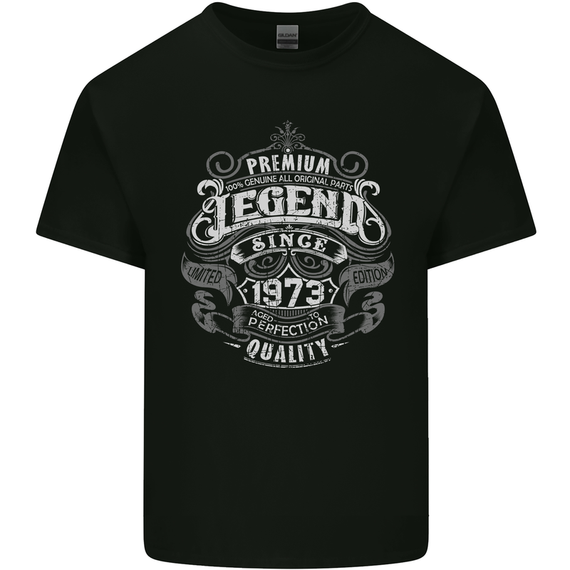 Premium Legend 50th Birthday 1973 Mens Cotton T-Shirt Tee Top Black