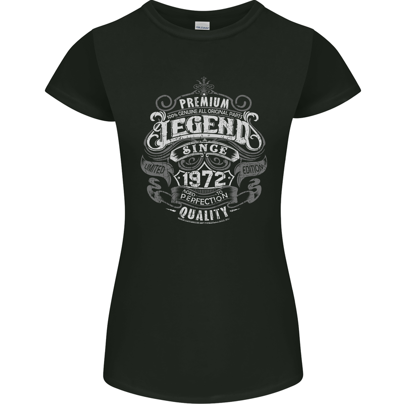 Premium Legend 51st Birthday 1972 Womens Petite Cut T-Shirt Black
