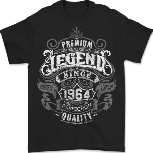 Premium Legend 59th Birthday 1964 Mens T-Shirt 100% Cotton BLACK