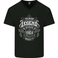 Premium Legend 59th Birthday 1964 Mens V-Neck Cotton T-Shirt Black