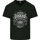 Premium Legend 62nd Birthday 1961 Mens V-Neck Cotton T-Shirt Black