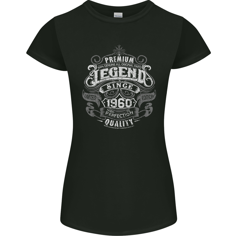 Premium Legend 63rd Birthday 1960 Womens Petite Cut T-Shirt Black