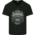 Premium Legend 72nd Birthday 1951 Mens V-Neck Cotton T-Shirt Black