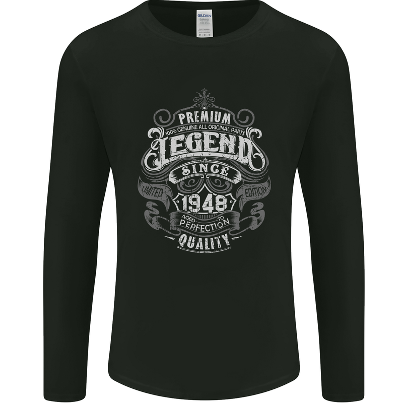 Premium Legend 75th Birthday 1948 Mens Long Sleeve T-Shirt Black