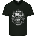 Premium Legend 77th Birthday 1946 Mens V-Neck Cotton T-Shirt Black