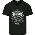 Premium Legend 78th Birthday 1945 Mens V-Neck Cotton T-Shirt Black