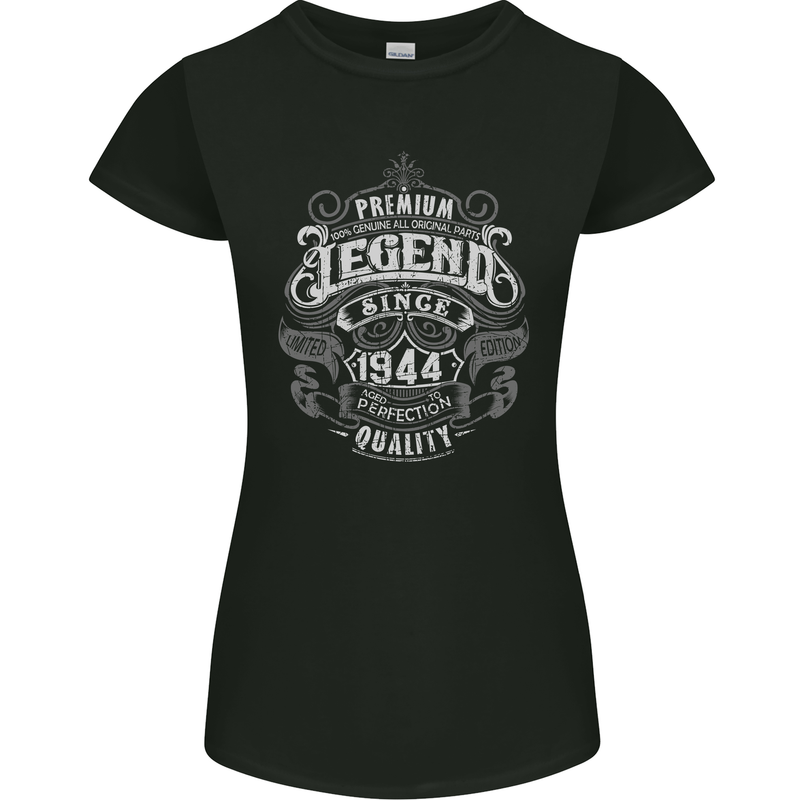 Premium Legend 79th Birthday 1944 Womens Petite Cut T-Shirt Black
