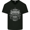 Premium Legend 80th Birthday 1943 Mens V-Neck Cotton T-Shirt Black