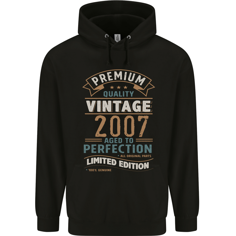 Premium Vintage 16th Birthday 2007 Mens 80% Cotton Hoodie Black