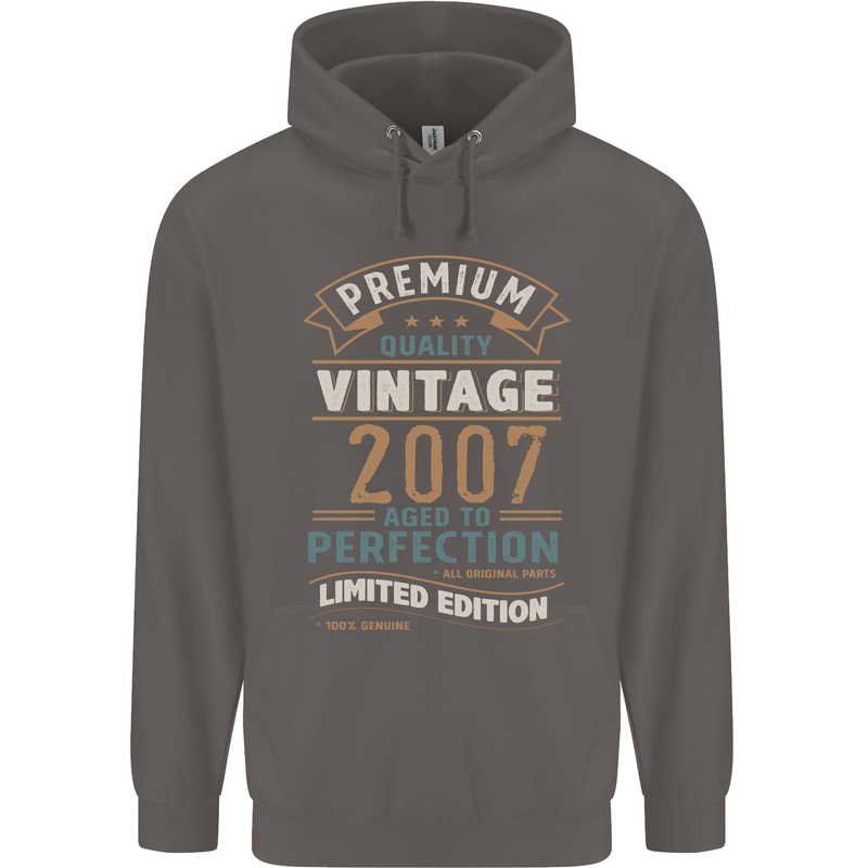 Premium Vintage 16th Birthday 2007 Mens 80% Cotton Hoodie Charcoal