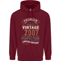 Premium Vintage 16th Birthday 2007 Mens 80% Cotton Hoodie Maroon