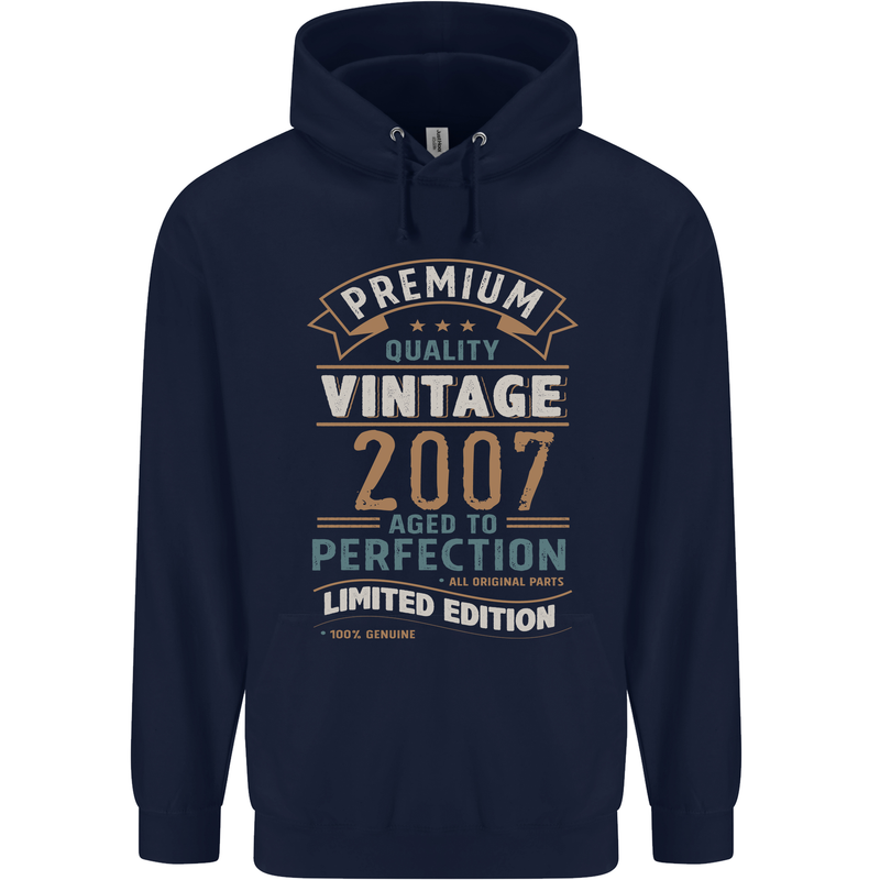 Premium Vintage 16th Birthday 2007 Mens 80% Cotton Hoodie Navy Blue