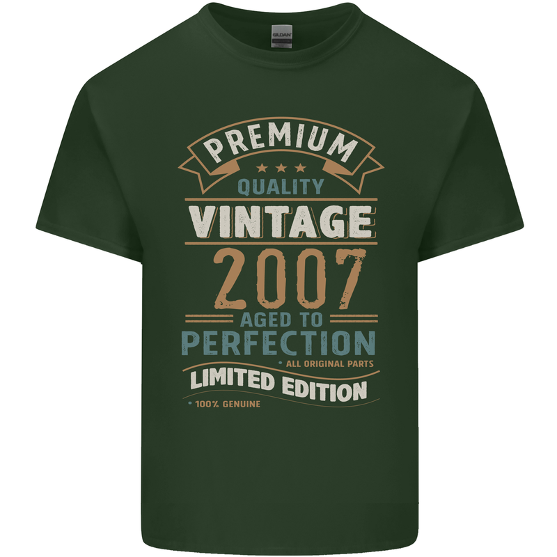 Premium Vintage 16th Birthday 2007 Mens Cotton T-Shirt Tee Top Forest Green