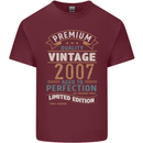 Premium Vintage 16th Birthday 2007 Mens Cotton T-Shirt Tee Top Maroon