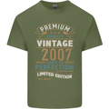 Premium Vintage 16th Birthday 2007 Mens Cotton T-Shirt Tee Top Military Green