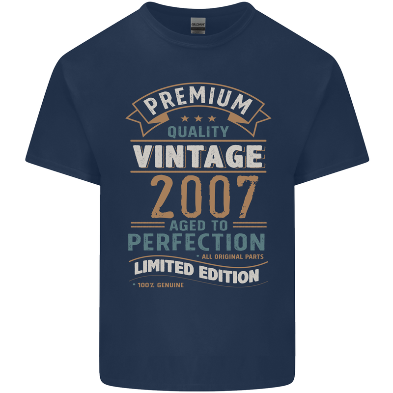 Premium Vintage 16th Birthday 2007 Mens Cotton T-Shirt Tee Top Navy Blue