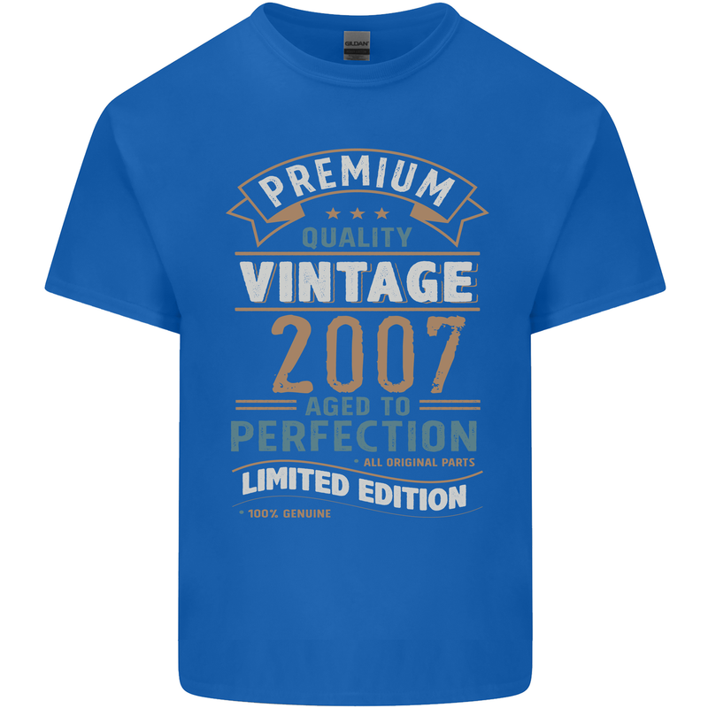 Premium Vintage 16th Birthday 2007 Mens Cotton T-Shirt Tee Top Royal Blue