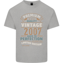 Premium Vintage 16th Birthday 2007 Mens Cotton T-Shirt Tee Top Sports Grey