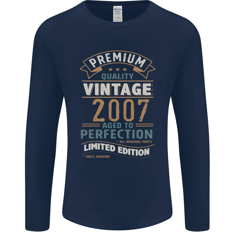 Premium Vintage 16th Birthday 2007 Mens Long Sleeve T-Shirt Navy Blue