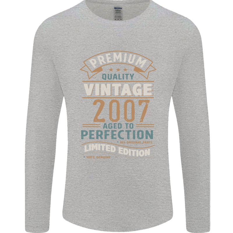 Premium Vintage 16th Birthday 2007 Mens Long Sleeve T-Shirt Sports Grey