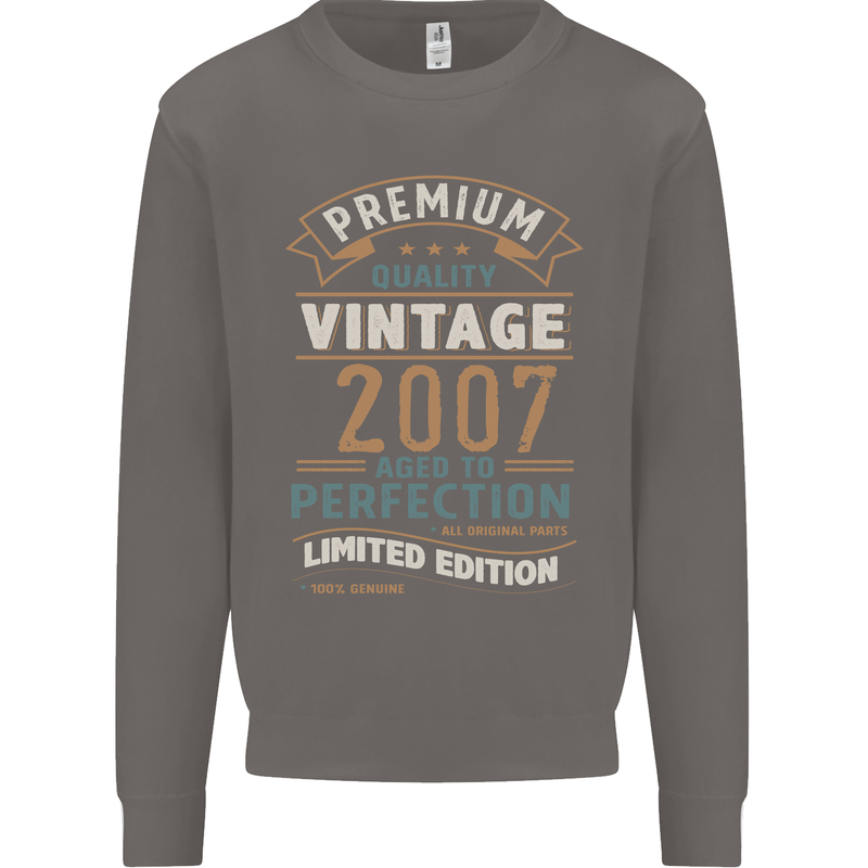 Premium Vintage 16th Birthday 2007 Mens Sweatshirt Jumper Charcoal