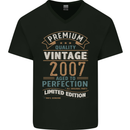Premium Vintage 16th Birthday 2007 Mens V-Neck Cotton T-Shirt Black