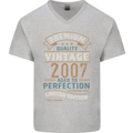 Premium Vintage 16th Birthday 2007 Mens V-Neck Cotton T-Shirt Sports Grey
