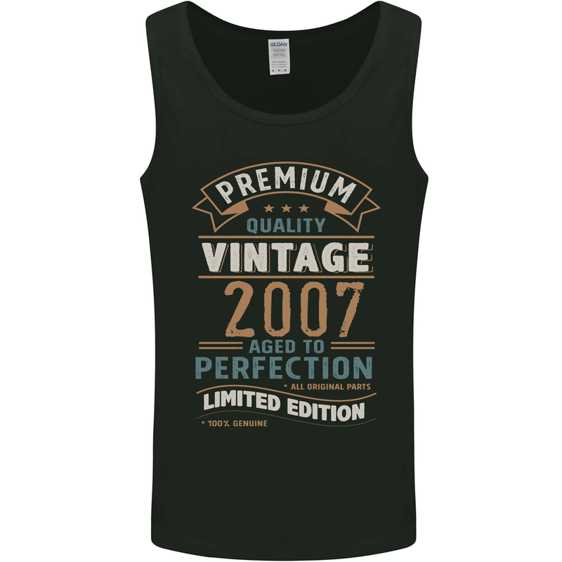 Premium Vintage 16th Birthday 2007 Mens Vest Tank Top Black