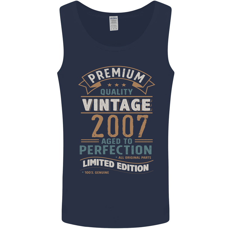 Premium Vintage 16th Birthday 2007 Mens Vest Tank Top Navy Blue