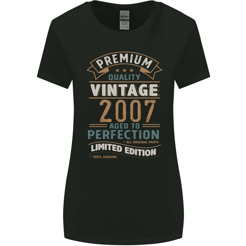 Premium Vintage 16th Birthday 2007 Womens Wider Cut T-Shirt Black