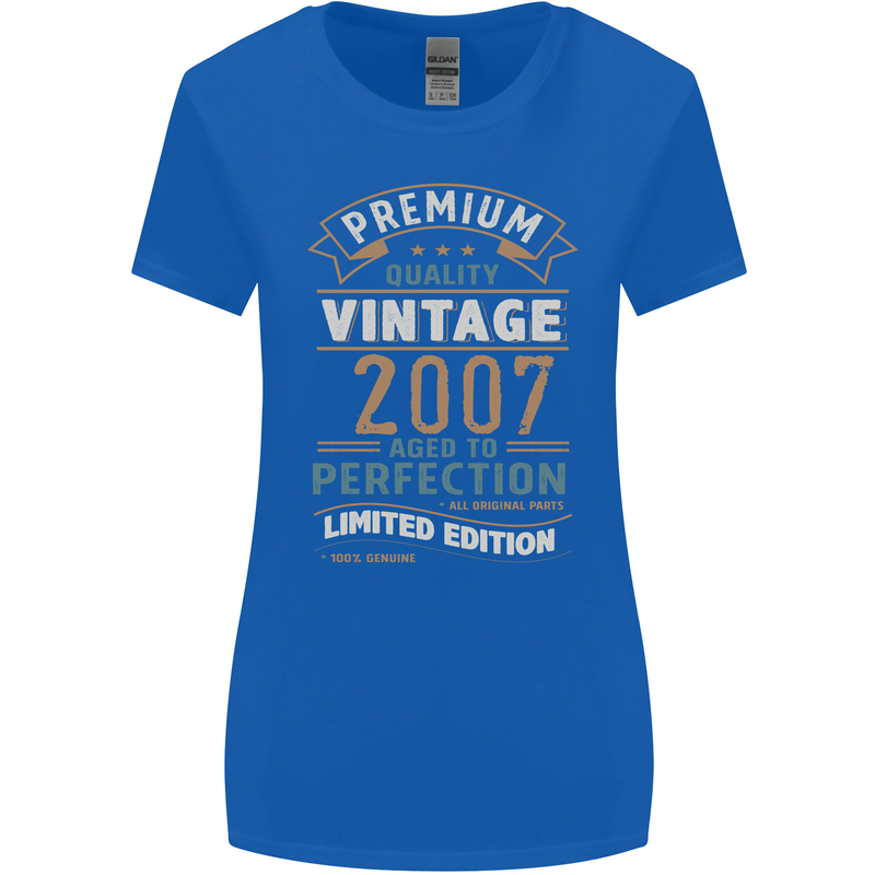 Premium Vintage 16th Birthday 2007 Womens Wider Cut T-Shirt Royal Blue