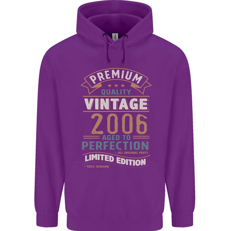 Premium Vintage 17th Birthday 2006 Mens 80% Cotton Hoodie Purple
