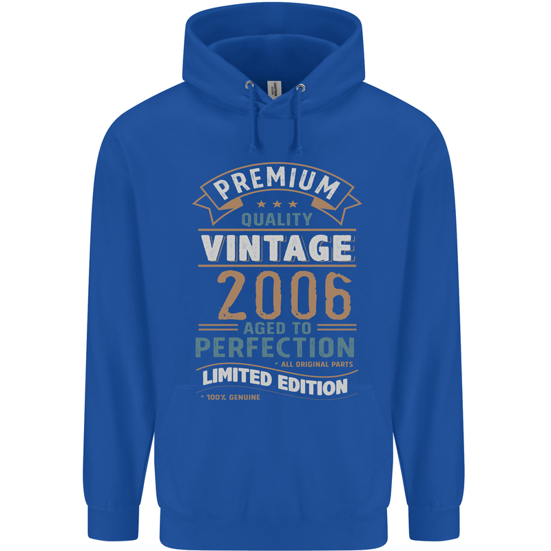 Premium Vintage 17th Birthday 2006 Mens 80% Cotton Hoodie Royal Blue