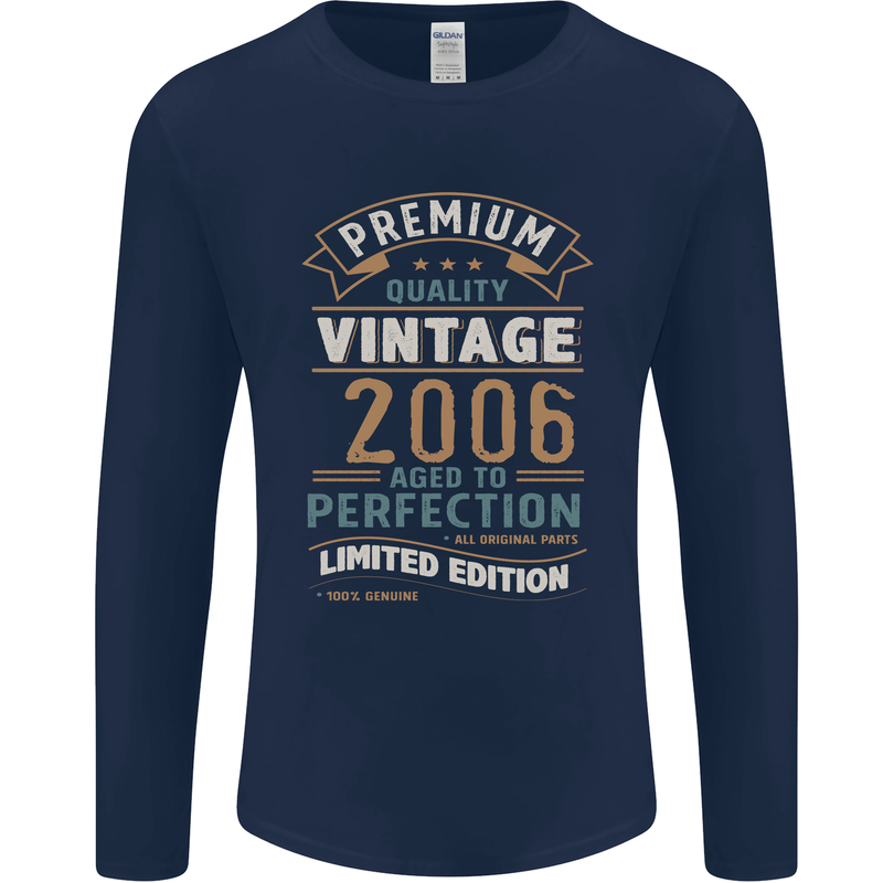 Premium Vintage 17th Birthday 2006 Mens Long Sleeve T-Shirt Navy Blue