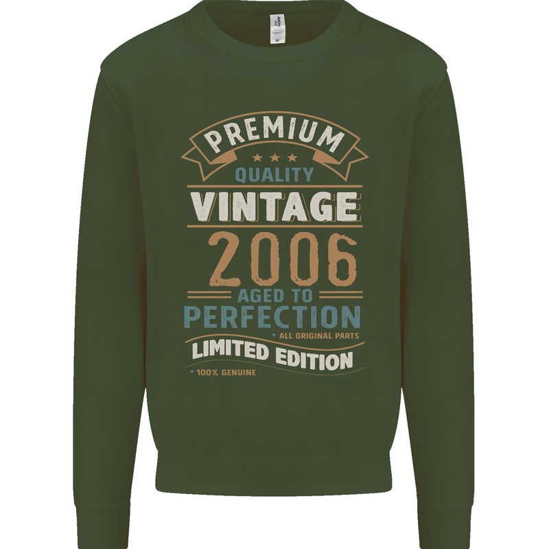 Premium Vintage 17th Birthday 2006 Mens Sweatshirt Jumper Forest Green