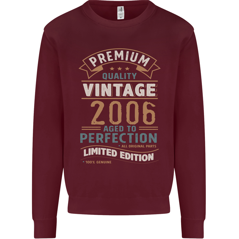 Premium Vintage 17th Birthday 2006 Mens Sweatshirt Jumper Maroon