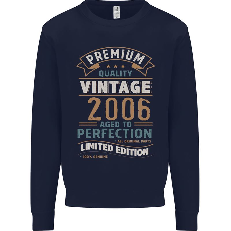 Premium Vintage 17th Birthday 2006 Mens Sweatshirt Jumper Navy Blue