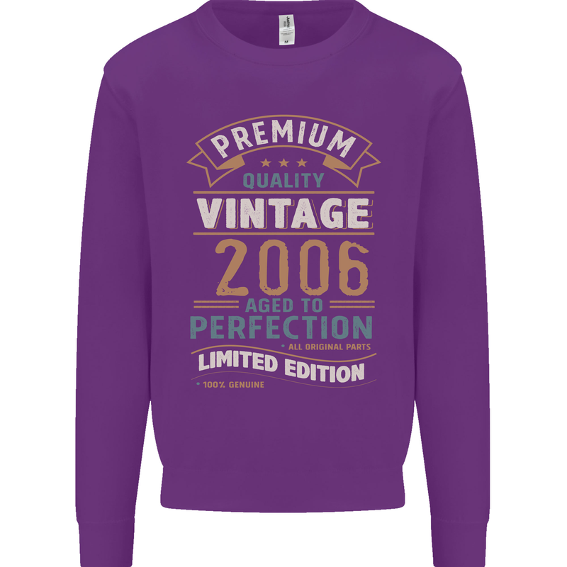 Premium Vintage 17th Birthday 2006 Mens Sweatshirt Jumper Purple