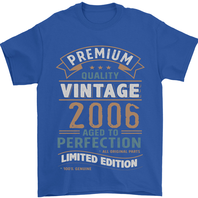 Premium Vintage 17th Birthday 2006 Mens T-Shirt 100% Cotton Royal Blue