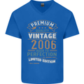 Premium Vintage 17th Birthday 2006 Mens V-Neck Cotton T-Shirt Royal Blue