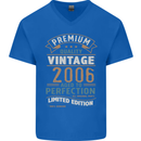 Premium Vintage 17th Birthday 2006 Mens V-Neck Cotton T-Shirt Royal Blue