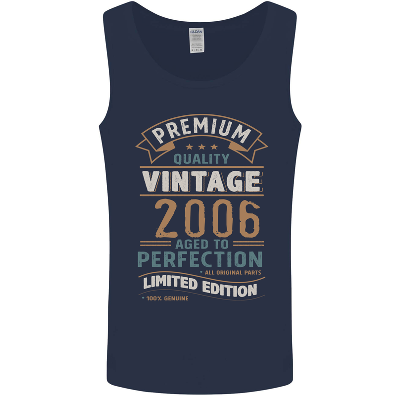 Premium Vintage 17th Birthday 2006 Mens Vest Tank Top Navy Blue