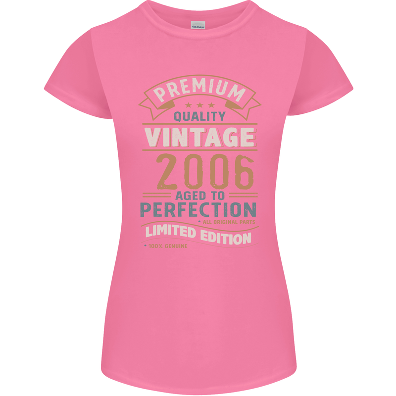 Premium Vintage 17th Birthday 2006 Womens Petite Cut T-Shirt Azalea