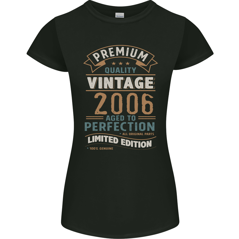Premium Vintage 17th Birthday 2006 Womens Petite Cut T-Shirt Black