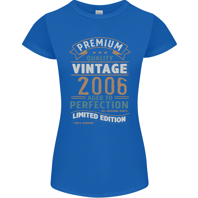 Premium Vintage 17th Birthday 2006 Womens Petite Cut T-Shirt Royal Blue