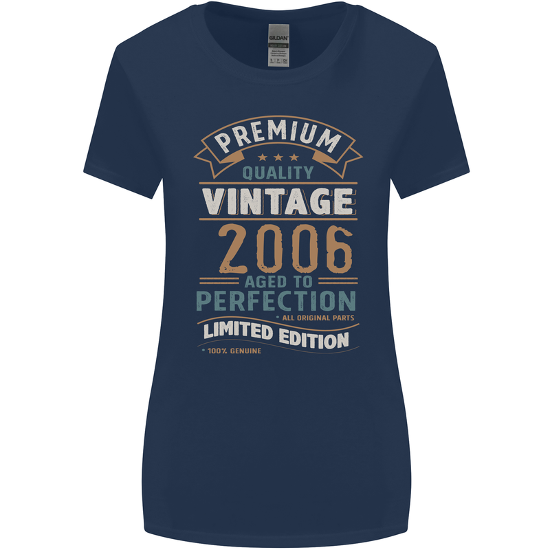 Premium Vintage 17th Birthday 2006 Womens Wider Cut T-Shirt Navy Blue