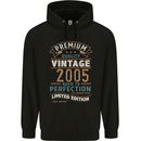 Premium Vintage 18th Birthday 2005 Mens 80% Cotton Hoodie Black