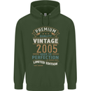 Premium Vintage 18th Birthday 2005 Mens 80% Cotton Hoodie Forest Green
