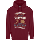 Premium Vintage 18th Birthday 2005 Mens 80% Cotton Hoodie Maroon